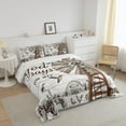 thumbnail image 4 of SUTENGDA Brown Cowhide Comforter Set Queen Black White Aztec Cow Print Bedding Set Western Farmhouse Animal Down Comforter for Kids Boys Girls Rustic Cowboy Quilt Duvet Set 2 Pillow Cases, 4 of 7