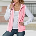 thumbnail image 2 of Fall Jackets Women Polar Hooded Vest Solid Sleeveless Drawstring Waistcoat Outwear Jacket, 2 of 5