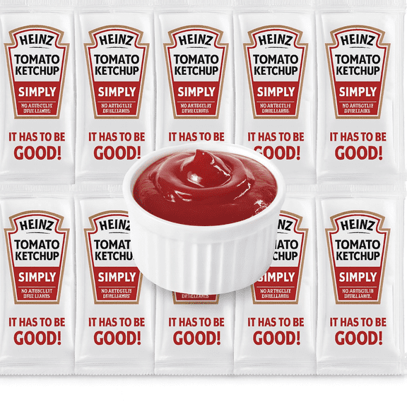 Heinz Simply Tomato Ketchup Packets – 40 Count (9g Each) | Made from Red Ripe Tomatoes | No High Fructose Corn Syrup | Gluten-Free | Perfect for Fries, Burgers & Takeout