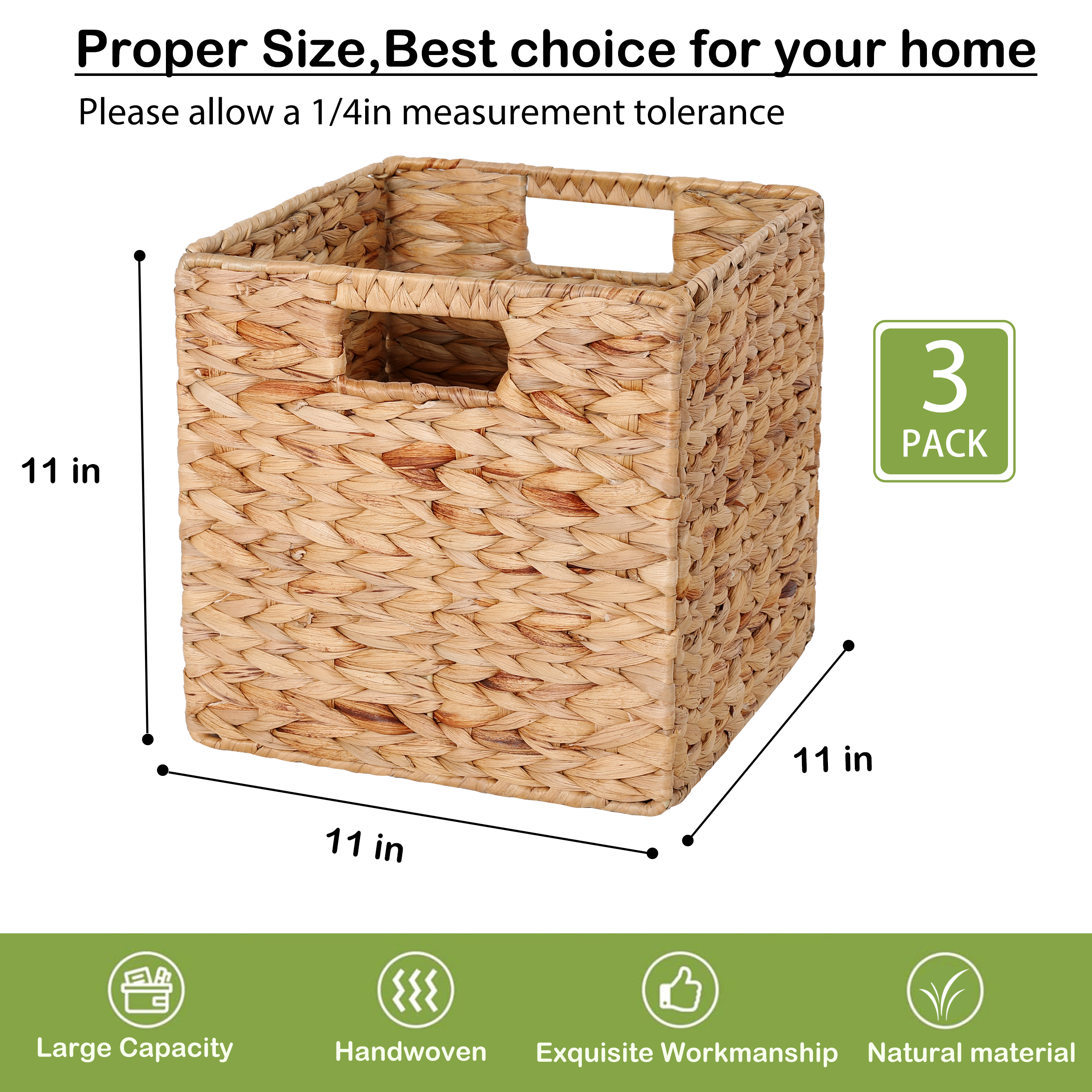 11x11x11in Water Hyacinth Storage Baskets