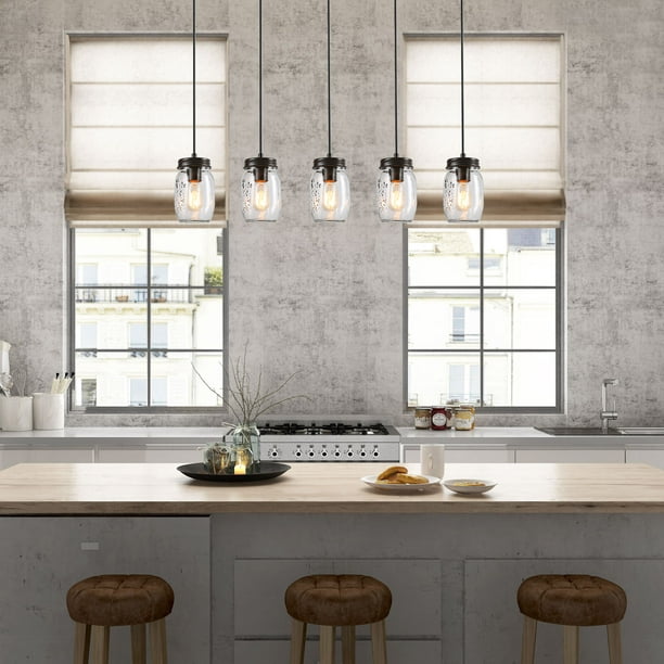 Lnc 5 Glass Mason Jar Kitchen Island, Multi Pendant Light Fixtures For Kitchen