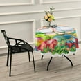 thumbnail image 7 of SKYSONIC Easter Rabbit Balloon Round Tablecloth 60inch Indoor Wrinkle Free, Cartoon Egg Rainbow Circular Lace Table Cover Washable for Kitchen Party BBQ Dining Decor, 7 of 7