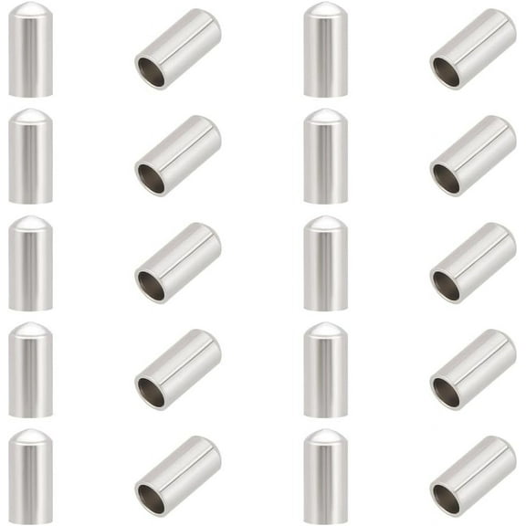 20 pc 20 PCS Stainless Steel Column End Caps Leather Cord Ends Leather Cord Terminators for Jewelry Making 8x3.5mm Inner Diameter 3mm Stainless Steel Color