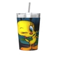 thumbnail image 1 of Termo Tweety Bird con pajita cónica, doble pared, aislamiento al vacío, impresión de acero inoxidable, 12 oz, color blanco, 1 of 7