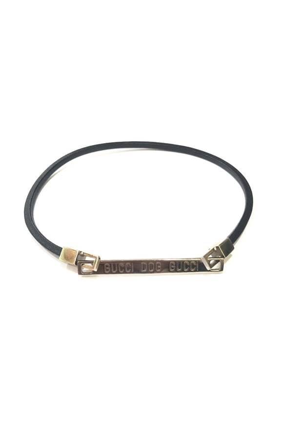 Pre-Owned GUCCI DOG Dog Choker Necklace SS Men's Women's Black (Fair)