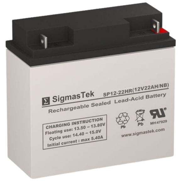 Solar Booster Pac ES5000 Jump Starter Replacement Battery by SigmasTek 12V 22AH