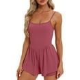 thumbnail image 4 of Yindaity Womens Athletic Workout Romper Summer Casual Spaghetti Strap Double Lined Short Jumpsuits Tennis Outfits Hot Pink,L, 4 of 4