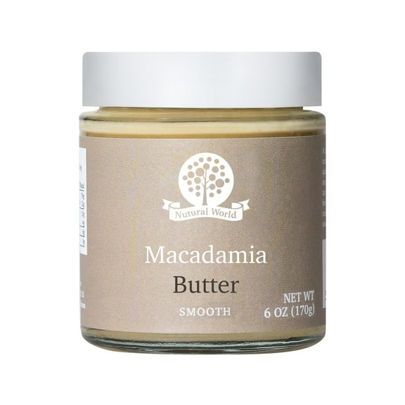 Nutural World - Smooth Macadamia Nut Butter 6 oz (170g) - Pure 100% Single Ingredient - Vegan, Kosher, Paleo Friendly