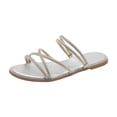 thumbnail image 3 of Women's Glitter Rhinestone Flat Criss Cross Strappy Open Toe Sandals On Slippers, 3 of 3