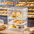 thumbnail image 2 of HLONK Commercial Bakery Display Case - Heavy-Duty PC Pastry Cabinet with Dustproof & Sealed Lid  Adjustable Stackable 3-Tier Shelves - Clear Countertop Storage for donuts  cakes  pastries, 2 of 5