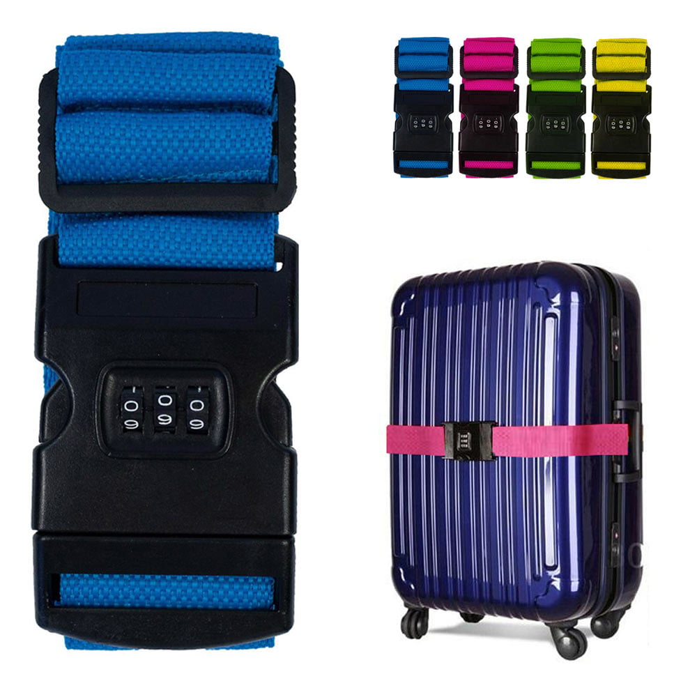 2x PCs Adjustable Suitcase Luggage Baggage Straps Combination Lock Belt Tie Down 