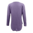 thumbnail image 4 of UYISJ Womens Long Sleeve Tops Casual Solid Color Crew Neck T Shirts Fall Pullover Tunics with Side Decor Buttons Clothes Purple M, 4 of 4