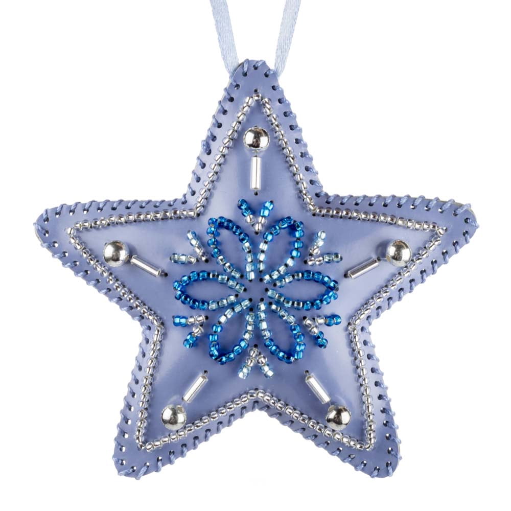 Bead embroidery kit on artificial leather Star Christmas Ornament FLBB-126