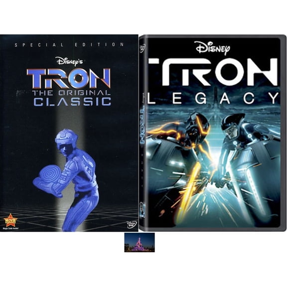 Disney Double Feature TRON The Original Classic & TRON 2 LEGACY 2 DVD Set Bundled with Magic Kingdom Art Card