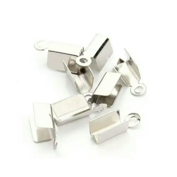 U8MO 200pcs Leather Rope Cord End Metal Crimps Beads - Gold Silver Bronze Gunblack-Dark Silver-9x3.5mm