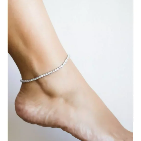 7CT Round Cut Lab-Created Diamond Women's Tennis Anklet in 14K White Gold Plated