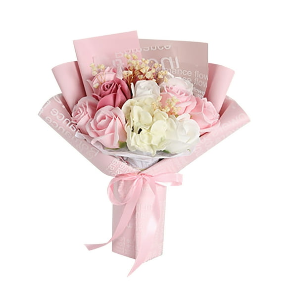 LSLJS Artificial Flowers Preserved Flower Pink Carnation Soap Bouquet Rose Flower Mother's Day Gift