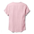 thumbnail image 5 of Sakmal Polo Shirts Men Summer Linen Short Sleeve Tshirts Pink Dressy Casual Solid Henley Shirts for Men M, 5 of 7