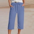 thumbnail image 2 of RUTAYY Women's Capri Pants Solid Color Straight Leg Casual High Waist Sports Loose Fit Daily Wear Trendy Vacation Trousers, 2 of 5