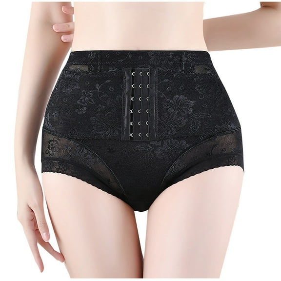 LNWUY Men's Tummy Control Shapewear Underwear High Waist Body Shaper Slimmming Girdle Waist Trainer Lace Briefs Black XXXL