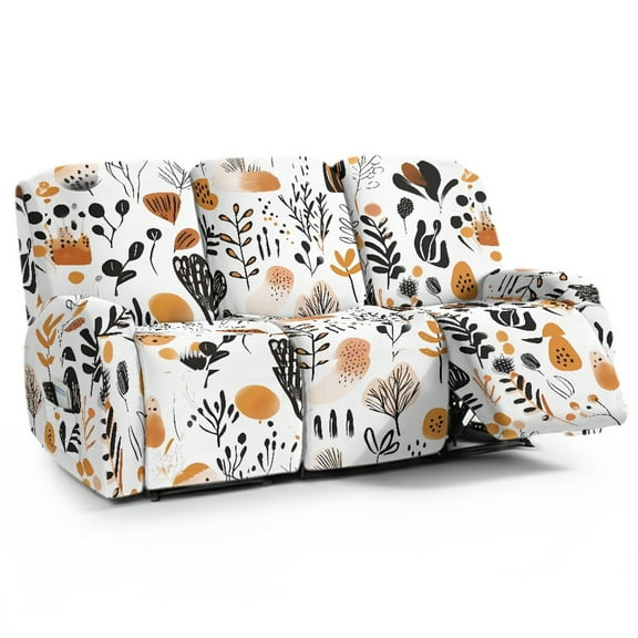 Xoenoiee Abstract Boho Geometric Art Print 8 Pieces Recliner Sofa Covers Stretch Soft 3 Seats Couch Cover Anti-Slip Sofa Slipcover Furniture Protector with Elastic Bottom for Kids Pet