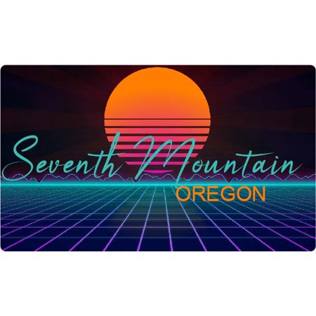 Seventh Mountain Oregon 2 X 1.25-Inch Vinyl Decal Stiker Retro Neon Design