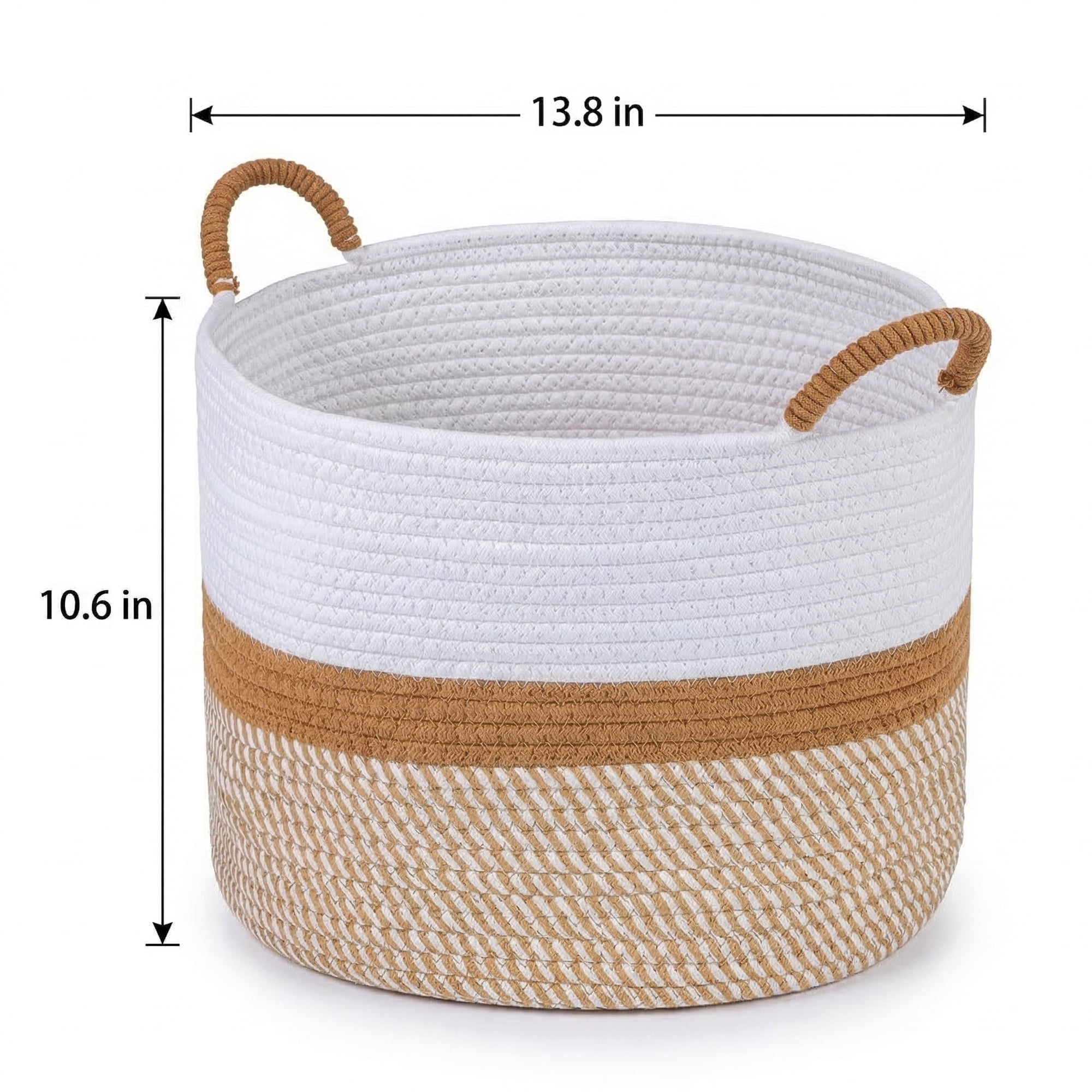 Unique Bargains Multiple Use Woven Storage Bin for Home White Coffee 13.8*13.8*10.6in