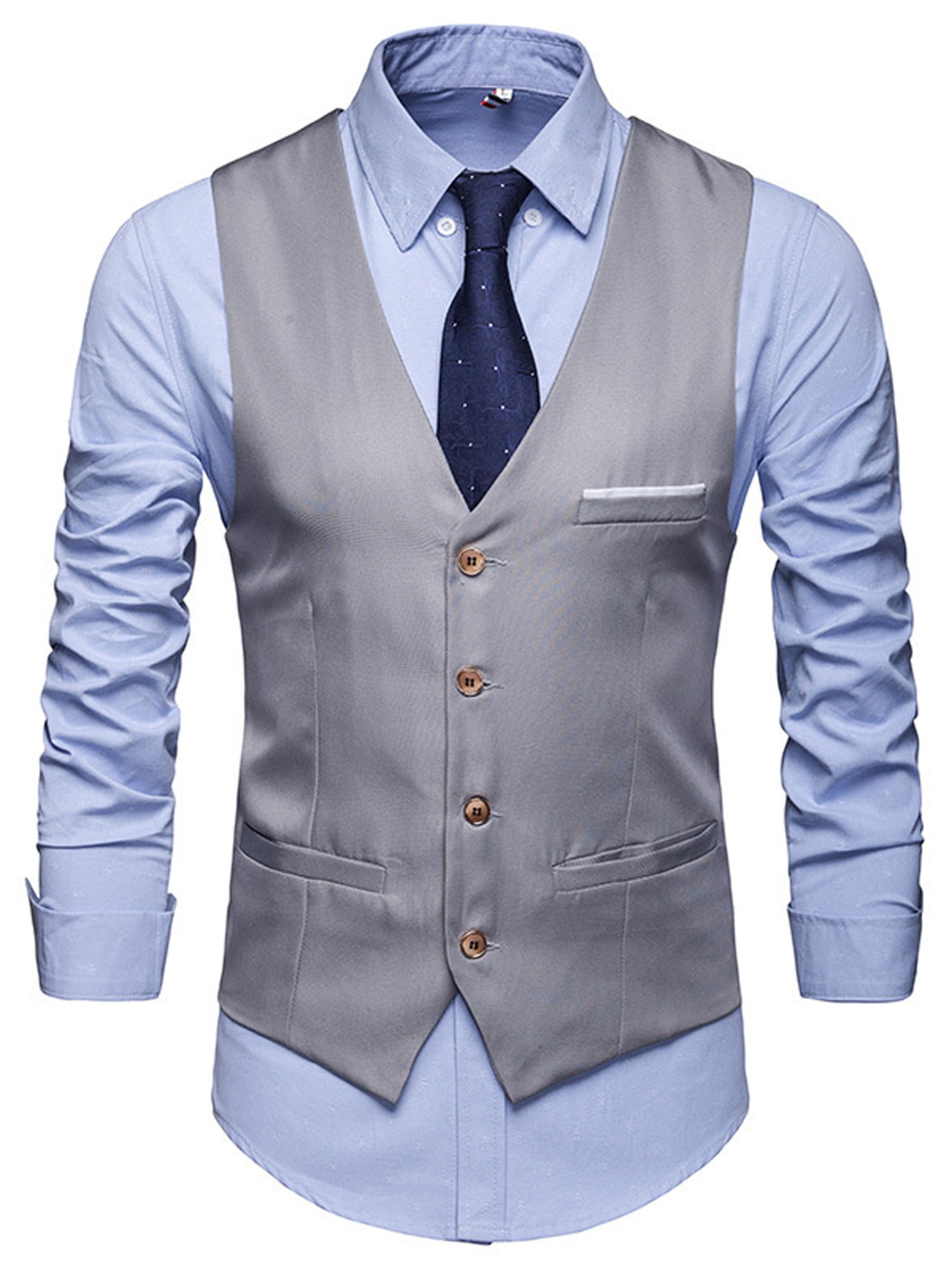Mens Gents Waistcoat Formal Business Suit Vest Coat Slim Fit Blazer Jacket Tops 