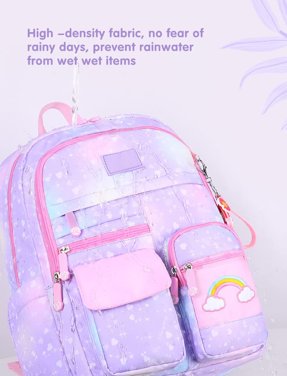 Mochila escolar para niñas, de hombro, para niños, regalo para primaria, púrpura 7