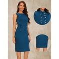 thumbnail image 2 of DARING DIVA Elegant Double Breasted Two Pieces Cape and Dress Sets XS Lake Blue, 2 of 6