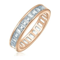 Bling Jewelry Womens Cubic Zirconia Cocktail Statement Ring: Emerald Cut Baguette CZ Eternity Band