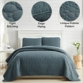 thumbnail image 4 of Southshore Fine Linens Oversized Quilt Bedding Set lightweight, prewash fabric soft coverlet bedspread 2-Piece, One matching sham (68 in wide x 98 in long), Pebble Blue Mirage, Twin / Twin XL, 4 of 9