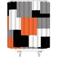 thumbnail image 5 of Black White Gray Orange Geometric Pattern Shower Curtain Abstract Modern Bathroom Decoration Fabric Bathroom Hook Set 70x70 Inches Orange Black, 5 of 6