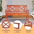 thumbnail image 6 of VINGLI Outdoor Bench, Acacia Wood Garden Bench, 47'' Patio Wooden Porch Bench, Rustic Outside Park Bench Loveseat with Armrest and Curved Backrest for Poolside Balcony Backyard, 6 of 7