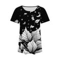 thumbnail image 5 of AKOEE Women Floral Print Tunic Tops Short Sleeve Cotton T-shirts Summer 2025 Crew Neck Pleated Loose Casual Tees (2XL, Blue 02), 5 of 5