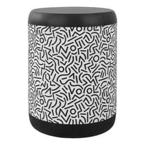 JONATHAN Y Indi 17.75" Modern Bohemian Geometric Drum Garden Stool, Black/White