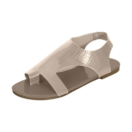 OAVQHLG3B Dress Sandals for Women Clearance Ladies Women Summer Clip-Toe Shoes Flats Casual Beach Sandals