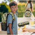 thumbnail image 5 of HUIACONG Camo Dinosaur T-Rex Backpack for Boys, Functional 4PCS Set Including Water Bottle and Lunch Bag, Daily School Bag for Boys Teens Ages 12-16, 5 of 7