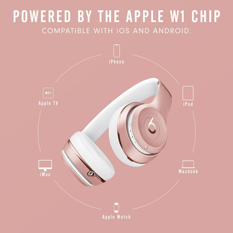 Beats Solo3 Wireless On-Ear Headphones with Apple W1 Chip, Rose Gold, Walmart.com
