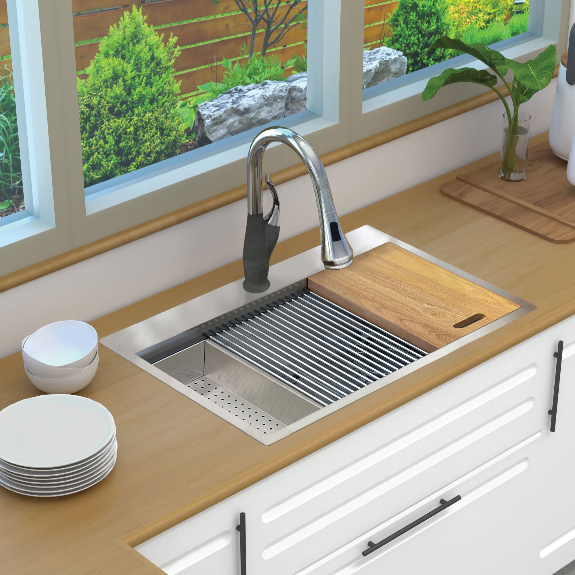 SHZICMY Commercial Utility Prep Sink Stainless Steel 2 Dual