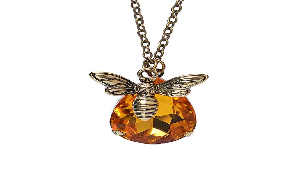 Unique Women Honey Bumblebee Bee Crystal Pendant Chain Necklace *AAL