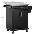 thumbnail image 3 of HomCom Wood Stainless Steel Multi- Storage Rolling Kitchen Island Utility Cart With Wheels - Black, 3 of 8