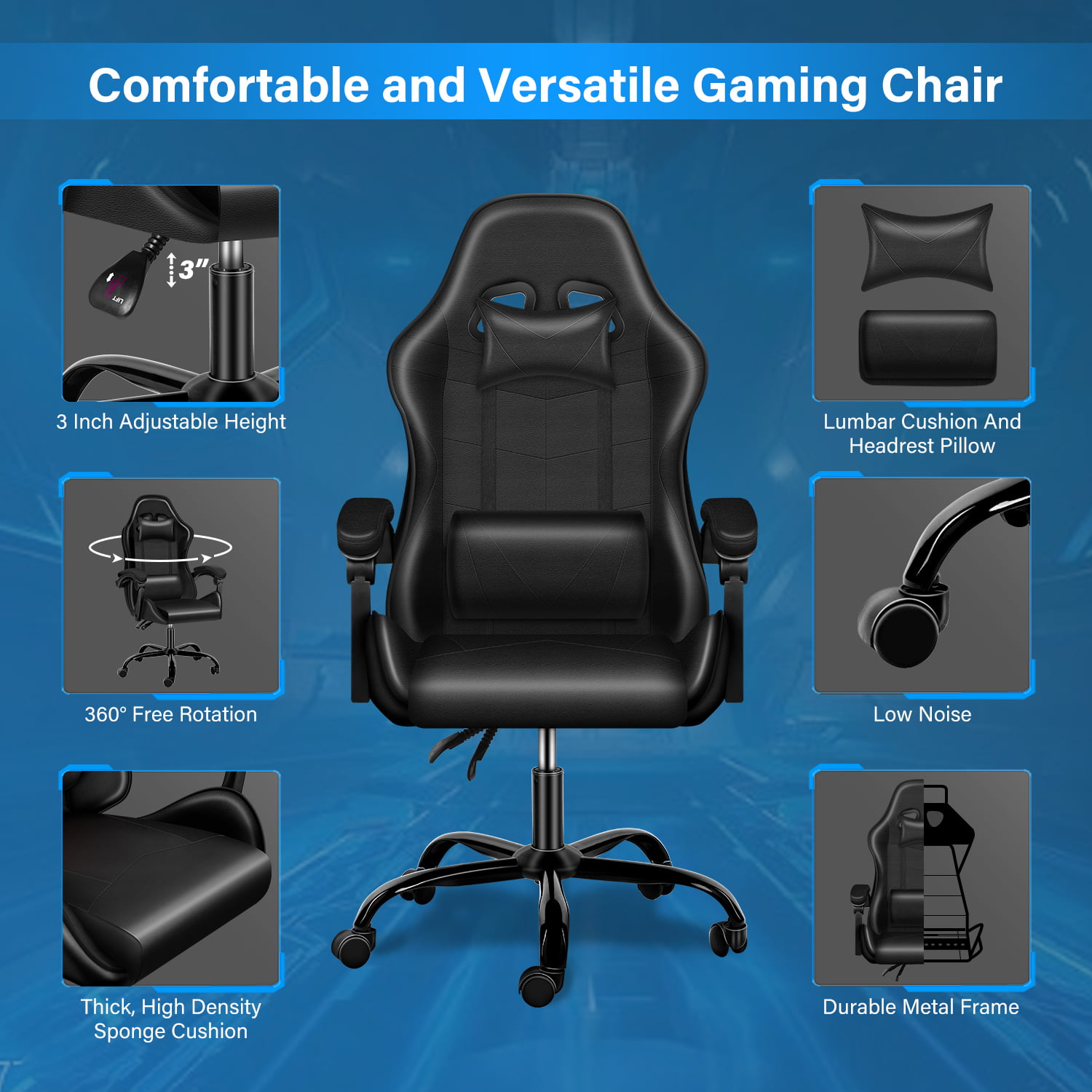 Dropship YSSOA Racing Video Backrest And Seat Height Recliner Gaming Office  High Back Computer Ergonomic Adjustable Swivel Chair, With Footrest,  Grey/White to Sell Online at a Lower Price
