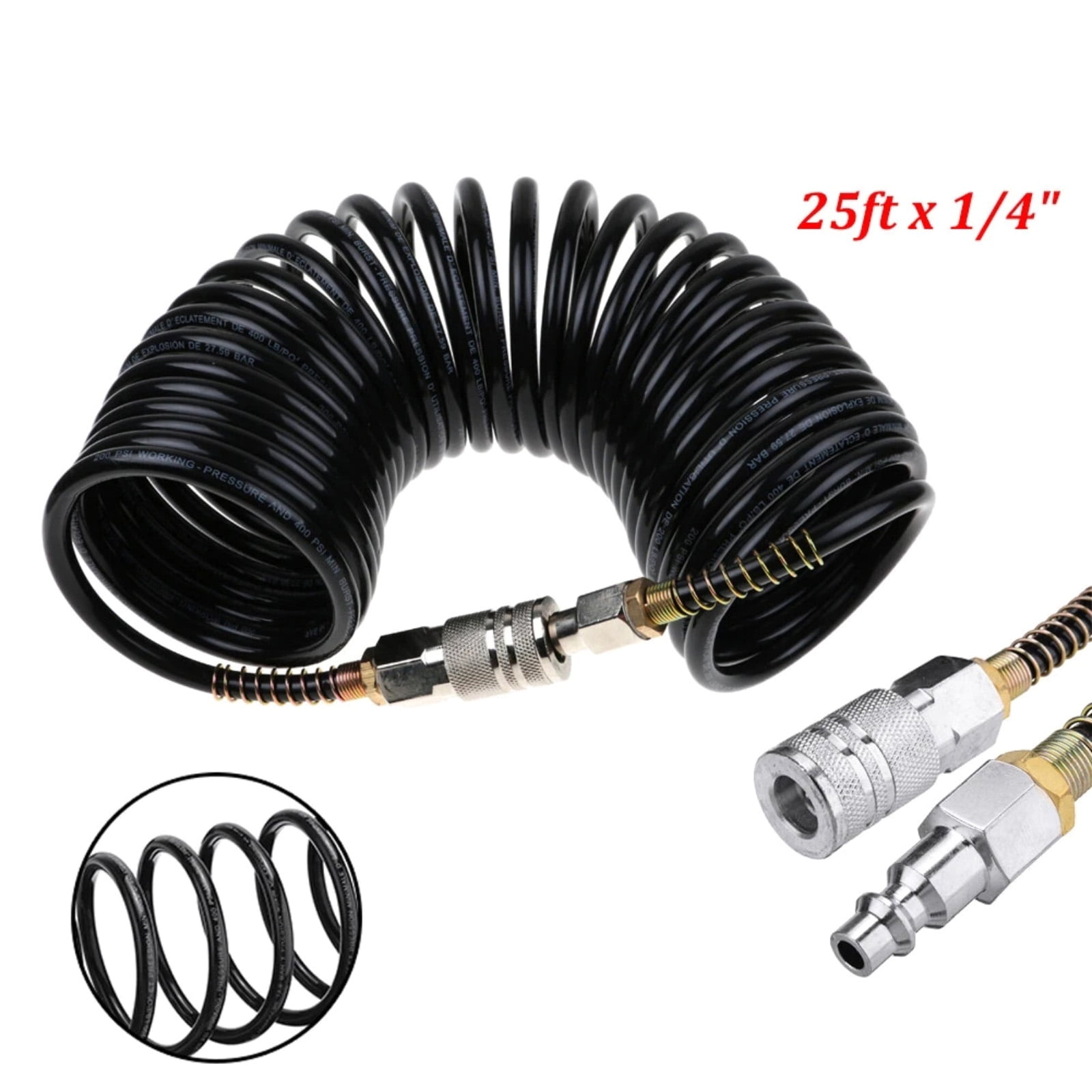 CSYANXING 1/4” x 25 FT Rubber Air Hose for Manufacturing Electrical Insulation Automotive Aviation Subway Train Black 200 PSI