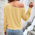 thumbnail image 4 of cfhntfmh Women Dressy Casual Tops Trendy One-Shoulder Long Sleeve Tunic Blouses Breathable Cutout Pullover Shirts, 4 of 7