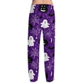 thumbnail image 6 of Domzest Halloween Pajama Pants Men Pumpkin Ghost Bat Print Wide Leg Pj Bottoms Drawstring Elastic Waisted Funny Sleepwear Dark Purple XL, 6 of 7