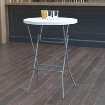 EMMA   OLIVER Emma   Oliver 2.6-Foot Round Granite White Plastic Bar Height Folding Event Table