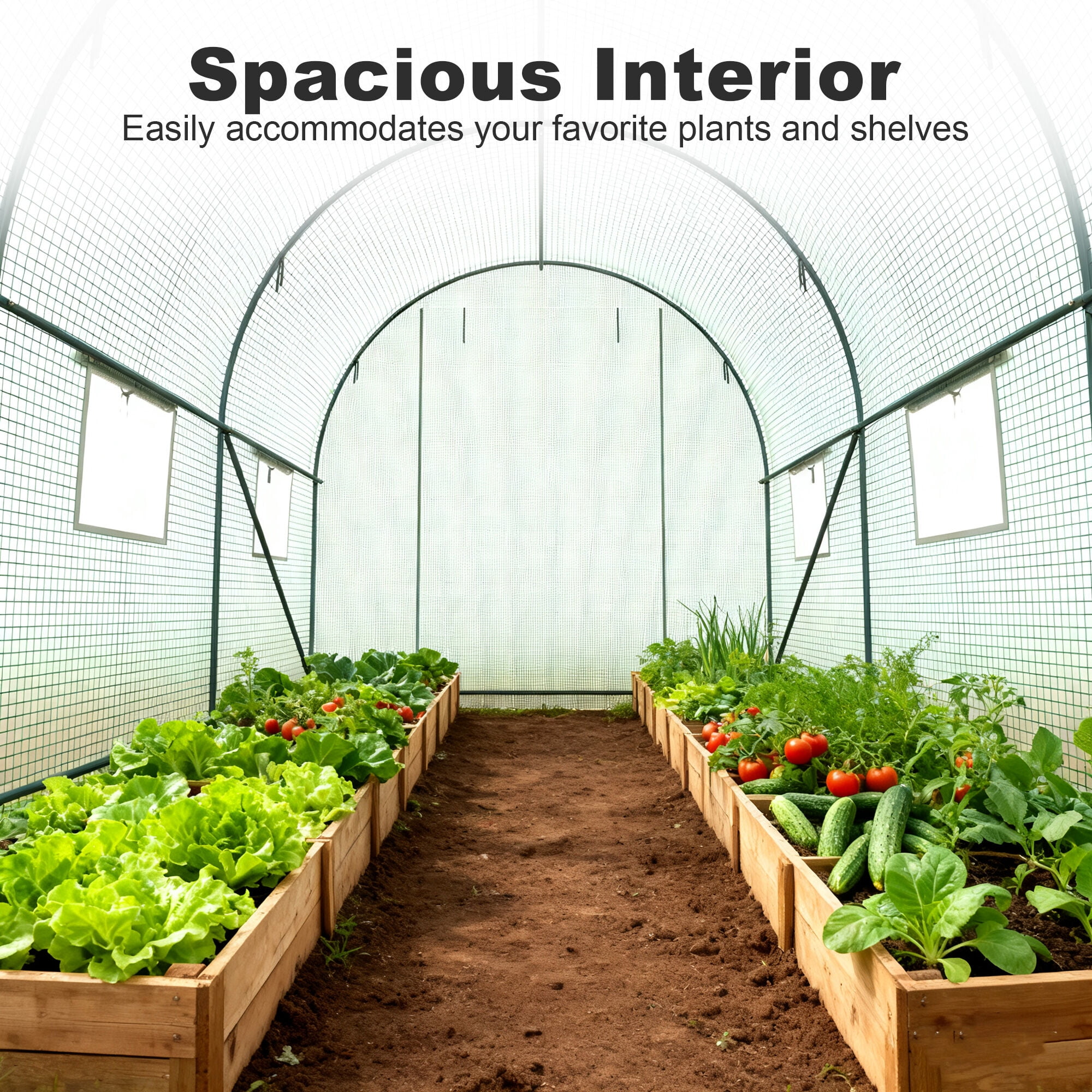 Walk-in Greenhouse 10'x7'x7' Outdoor Tunnel Green House with Double-layer Doors