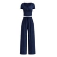 thumbnail image 1 of Conjunto de 2 Piezas para Mujer PRETTYGARDEN en Punto Canalé Azul Marino Talla L, 1 of 8