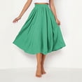 thumbnail image 5 of Women’s A-Line Midi Skirts Casual Elastic High Waist Flowy Swing Beach Boho Free Size Long Skirt Mint Green A Free Size, 5 of 7